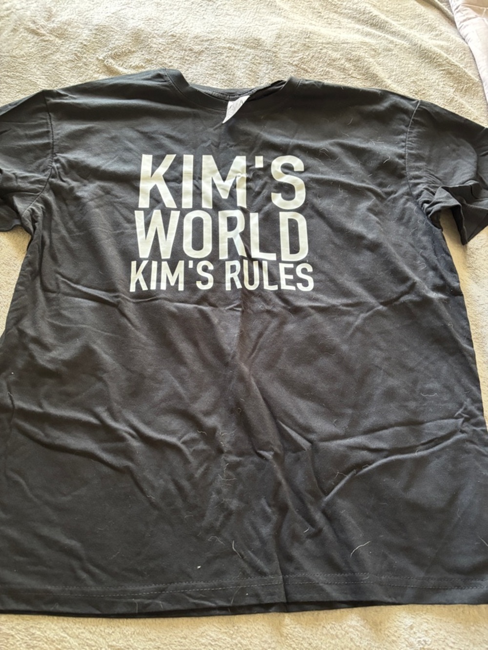 Kim's World Short Sleeve Graphic Tee - Black with White Print